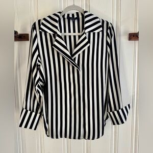 RACHEL Rachel Roy Black and White Striped Blouse